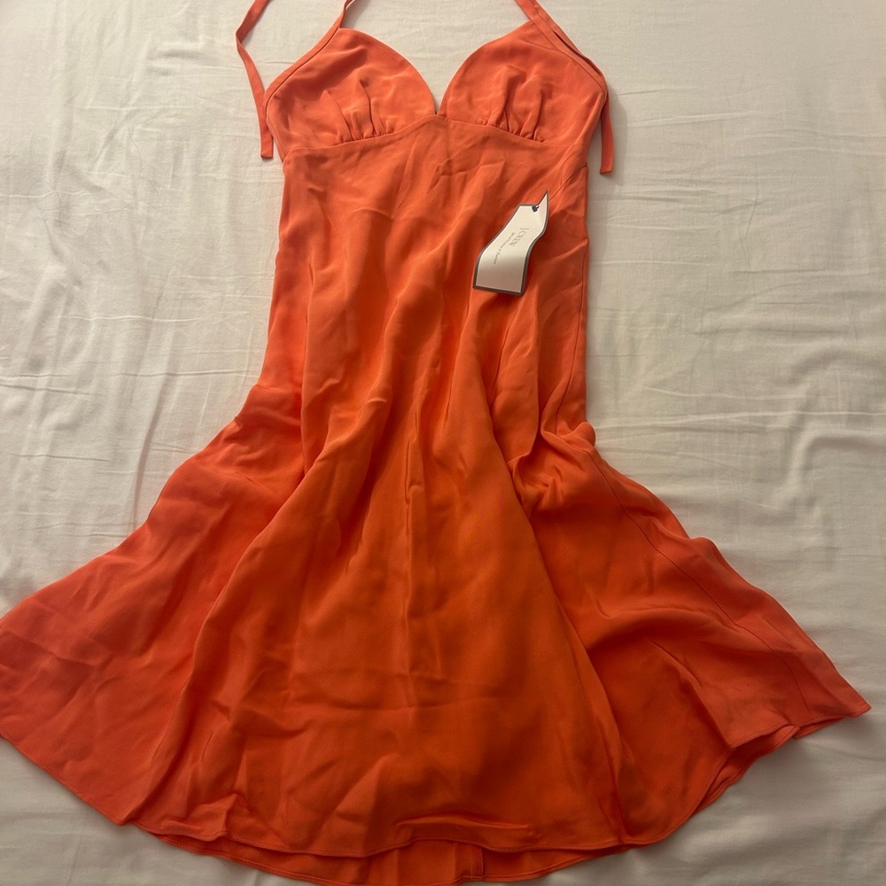 NWT J. Crew 100% silk Coral Halter knee length/mini dress Size 2